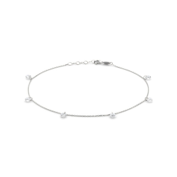 enkelbandje zirkonia 24 + 2 cm zilver gerhodineerd