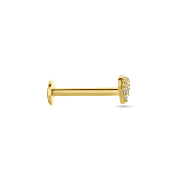 flat back piercing hartje zirkonia 3,5 mm 14K geelgoud - Afbeelding 3