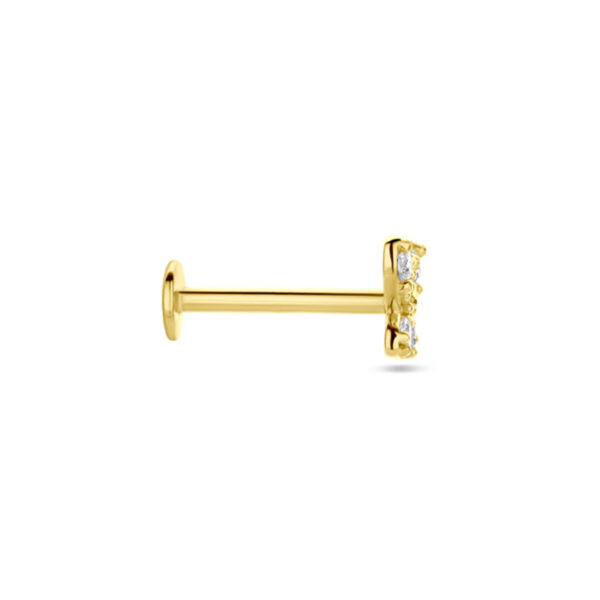 flat back piercing vlinder zirkonia 4,5 mm 14K geelgoud - Afbeelding 3