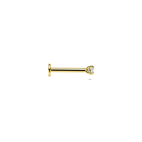 flat back piercing zirkonia 2 mm 14K geelgoud - Afbeelding 3