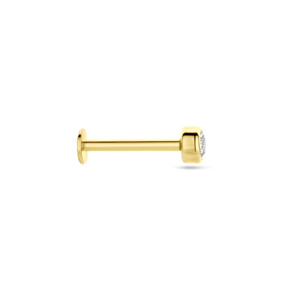 flat back piercing zirkonia 3 mm 14K geelgoud - Afbeelding 3