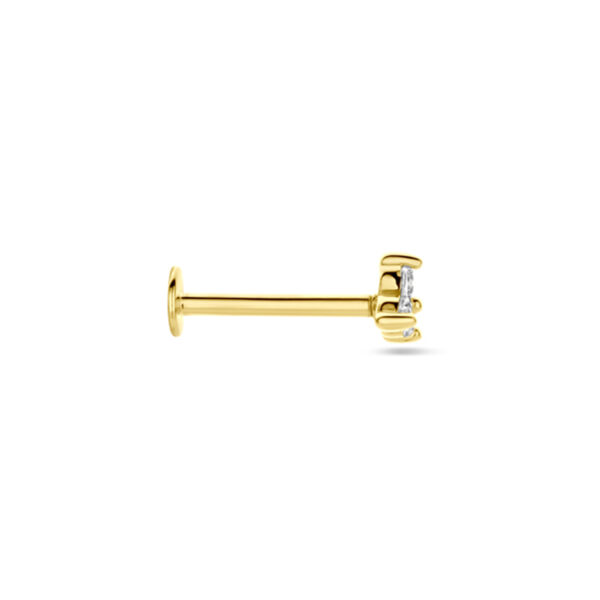 flat back piercing zirkonia 3,5 mm 14K geelgoud - Afbeelding 3