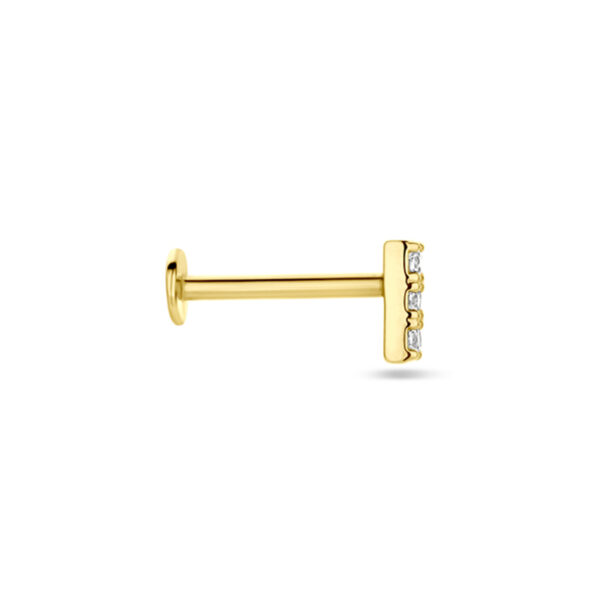 flat back piercing zirkonia 5 mm 14K geelgoud - Afbeelding 3