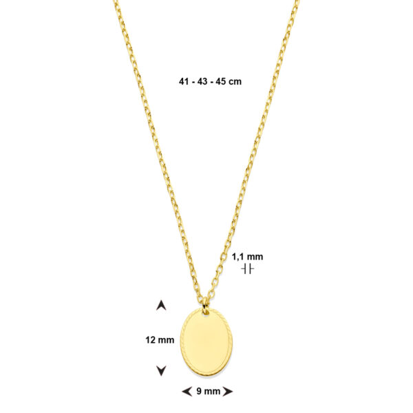 graveer collier 41 - 43 - 45 cm 14K geelgoud - Afbeelding 4