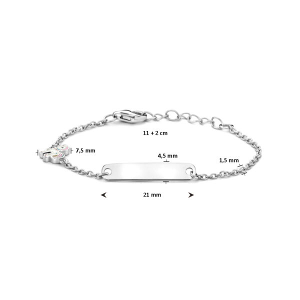 graveerarmband eenhoorn plaat 4,5 mm 11 + 2 cm zilver gerhodineerd - Afbeelding 3