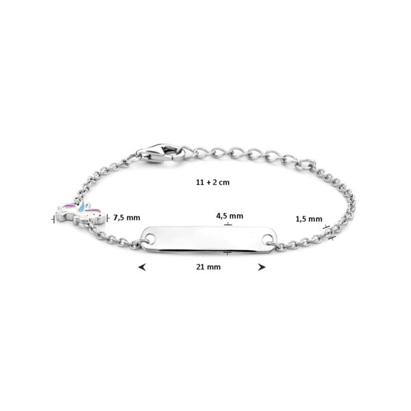 graveerarmband eenhoorn plaat 4,5 mm 11 + 2 cm zilver gerhodineerd - Afbeelding 3