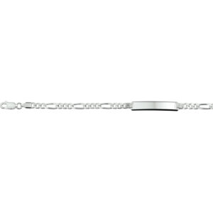 graveerarmband figaro 19 cm plaat 6 mm zilver gerhodineerd