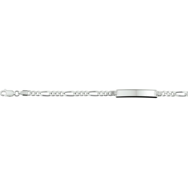 graveerarmband figaro 19 cm plaat 6 mm zilver gerhodineerd
