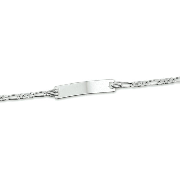 graveerarmband figaro plaat 4,2 mm 9 - 11 cm zilver gerhodineerd