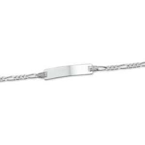 graveerarmband figaro plaat 4,2 mm 9 - 11 cm zilver gerhodineerd