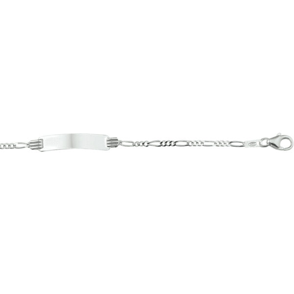 graveerarmband figaro plaat 4,8 mm 13 - 15 cm zilver gerhodineerd - Afbeelding 2