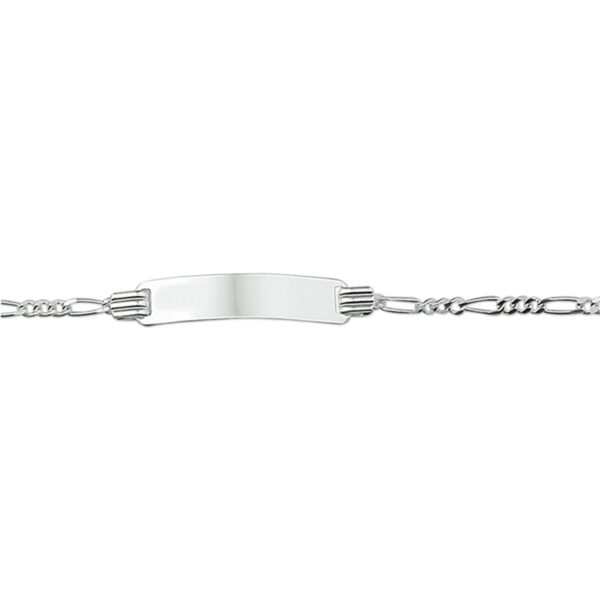 graveerarmband figaro plaat 4,8 mm 13 - 15 cm zilver gerhodineerd