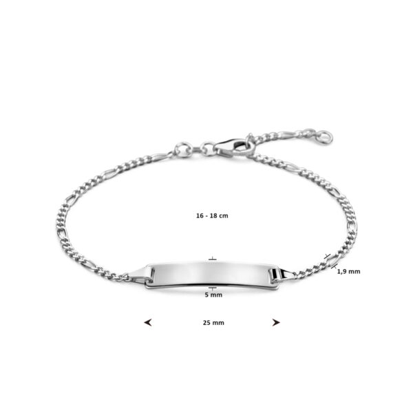 graveerarmband figaro plaat 5,0 mm 16 - 18 cm zilver wit - Afbeelding 3