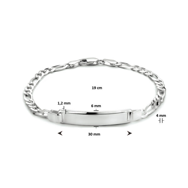 graveerarmband figaro plaat 6,0 mm 19 cm zilver wit - Afbeelding 3