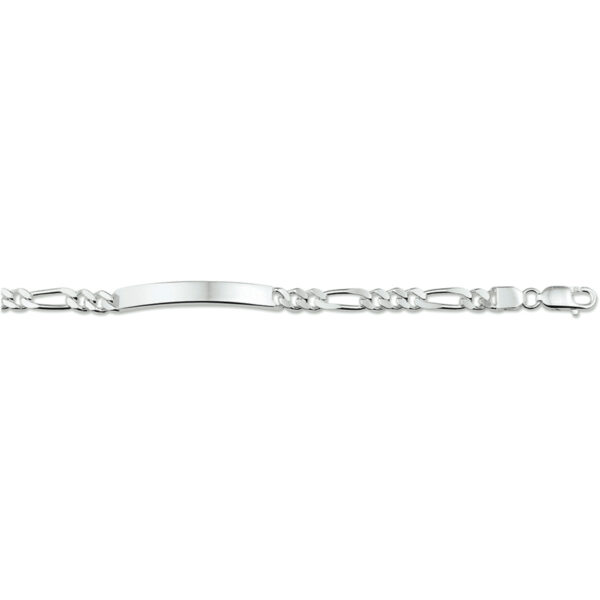 graveerarmband figaro plaat 6,3 mm 19 cm zilver wit - Afbeelding 2