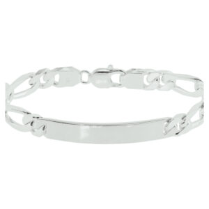graveerarmband figaro plaat 8 mm 20 cm zilver gerhodineerd