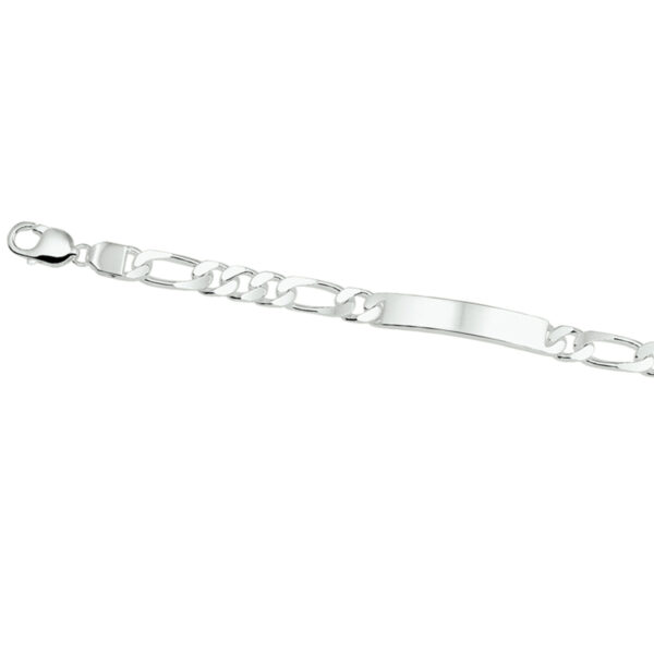 graveerarmband figaro plaat 8 mm 21 cm zilver wit - Afbeelding 2
