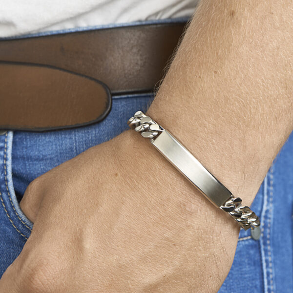graveerarmband gourmet poli/mat plaat 11 mm 21 cm edelstaal - Afbeelding 2