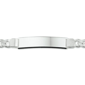 graveerarmband gourmette 4-zijdes geslepen plaat 10 mm 21 cm zilver wit