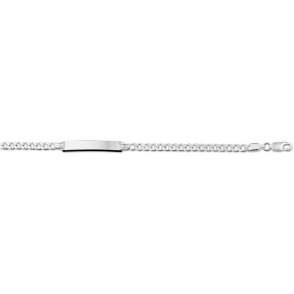 graveerarmband gourmette 4-zijdes geslepen plaat 6 mm 19 cm zilver wit - Afbeelding 2