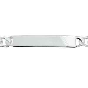graveerarmband gourmette 6-zijdes geslepen plaat 7 mm 21 cm zilver wit