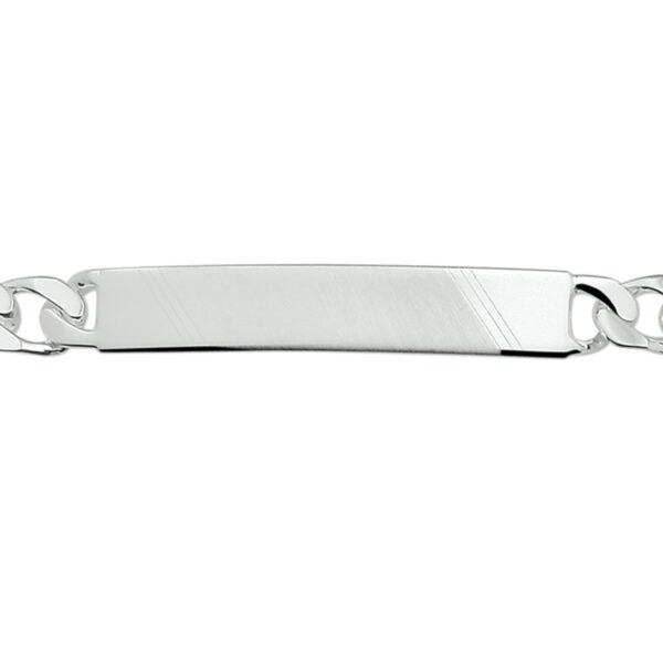 graveerarmband gourmette 6-zijdes geslepen plaat 7 mm 21 cm zilver wit