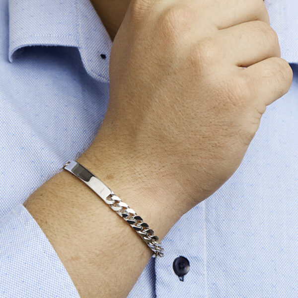 graveerarmband gourmette 6-zijdes geslepen plaat 7,0 mm 20,5 cm zilver gerhodineerd - Afbeelding 2