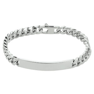 graveerarmband gourmette 6-zijdes geslepen plaat 7,0 mm 20,5 cm zilver gerhodineerd