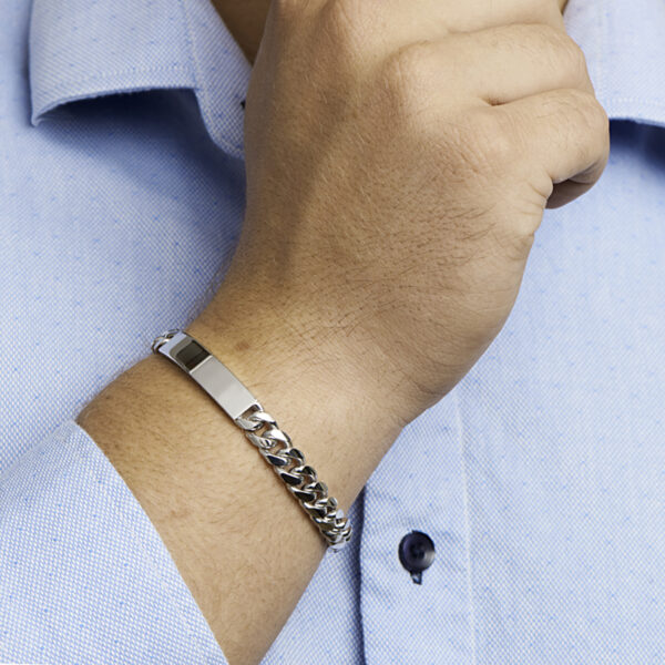 graveerarmband gourmette 6-zijdes geslepen plaat 8,5 mm 21 cm zilver gerhodineerd - Afbeelding 2