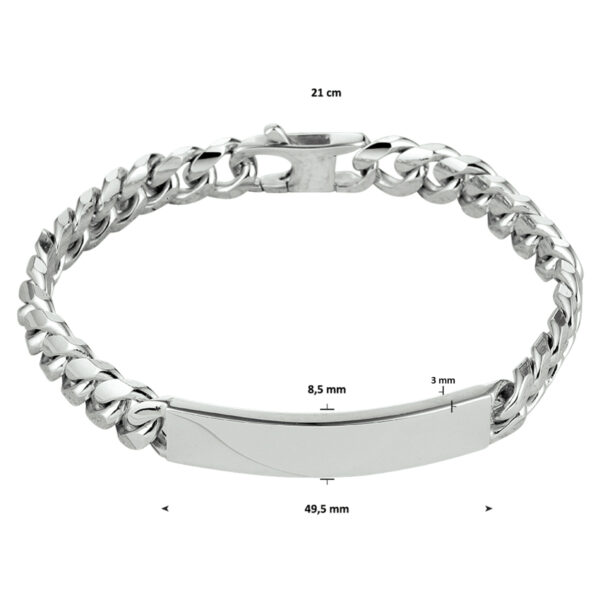 graveerarmband gourmette 6-zijdes geslepen plaat 8,5 mm 21 cm zilver gerhodineerd - Afbeelding 3