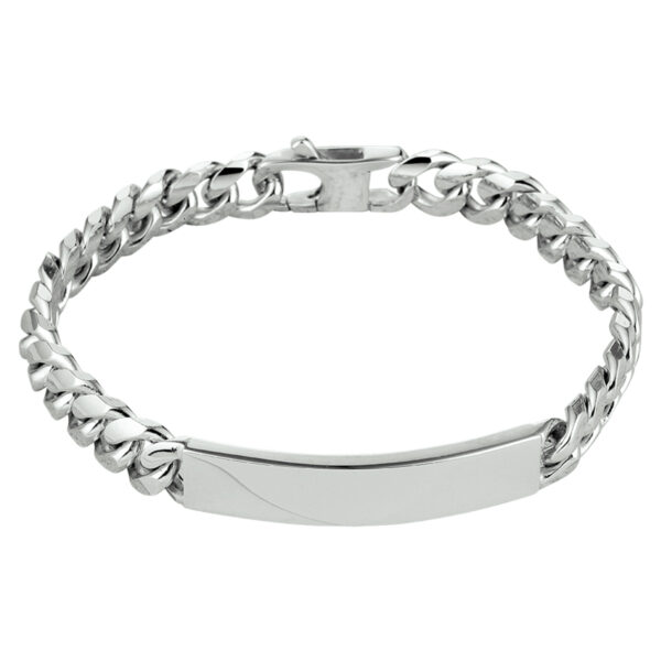 graveerarmband gourmette 6-zijdes geslepen plaat 8,5 mm 21 cm zilver gerhodineerd