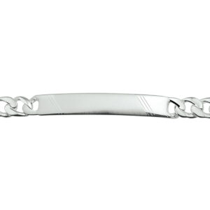 graveerarmband gourmette plaat 8 mm 21 cm zilver wit