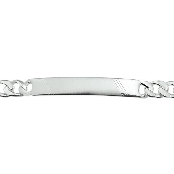 graveerarmband gourmette plaat 8 mm 21 cm zilver wit