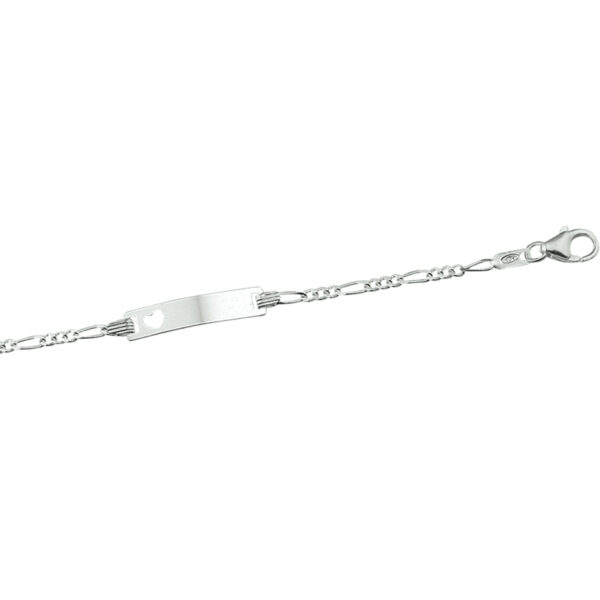 graveerarmband hart figaro plaat 4,2 mm 9 - 11 cm zilver gerhodineerd - Afbeelding 2