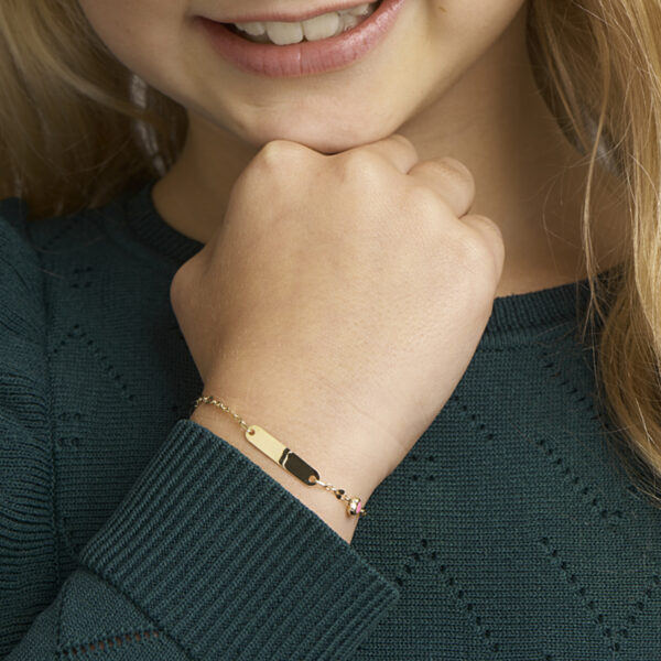 graveerarmband hart plaat 4 mm 11 - 13 cm 14K geelgoud - Afbeelding 2