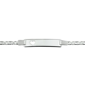 graveerarmband hart plaat 6 mm 16-18 cm zilver gerhodineerd