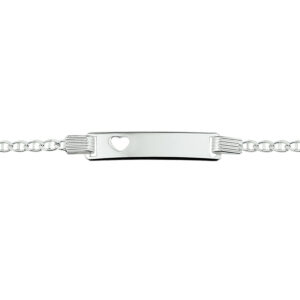 graveerarmband hart plaat 6 mm 16-18 cm zilver gerhodineerd