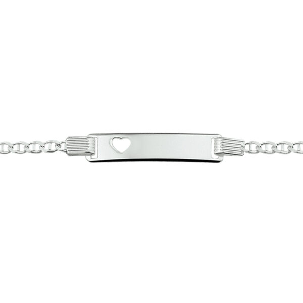 graveerarmband hart plaat 6 mm 16-18 cm zilver gerhodineerd