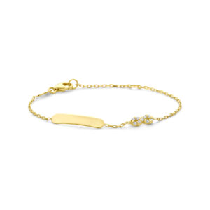 graveerarmband infinity zirkonia 11 - 13 cm 14K geelgoud