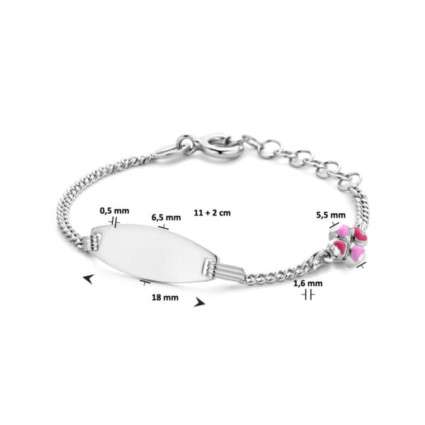 graveerarmband klaver plaat 6,5 mm 11 + 2 cm zilver gerhodineerd - Afbeelding 3