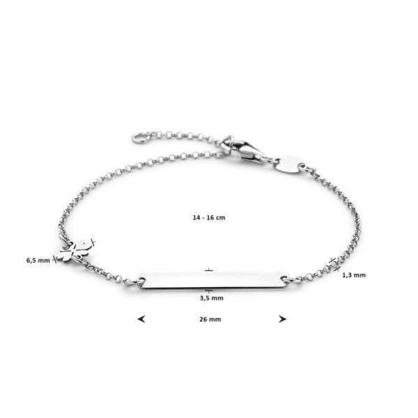 graveerarmband klavertje en plaat 3,5 mm 14 - 16 cm zilver gerhodineerd - Afbeelding 3