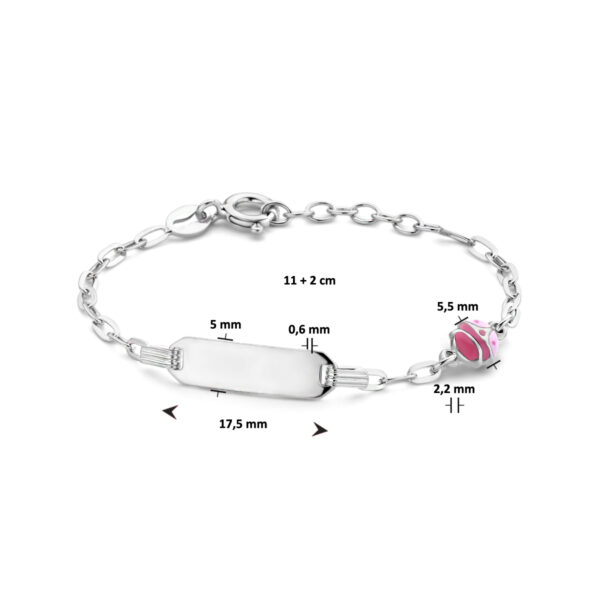 graveerarmband lieveheersbeestje plaat 5,0 mm 11 + 2 cm zilver gerhodineerd - Afbeelding 3