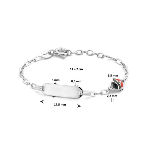 graveerarmband lieveheersbeestje plaat 5,0 mm 11 + 2 cm zilver gerhodineerd - Afbeelding 3