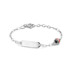 graveerarmband lieveheersbeestje plaat 5,0 mm 11 + 2 cm zilver gerhodineerd