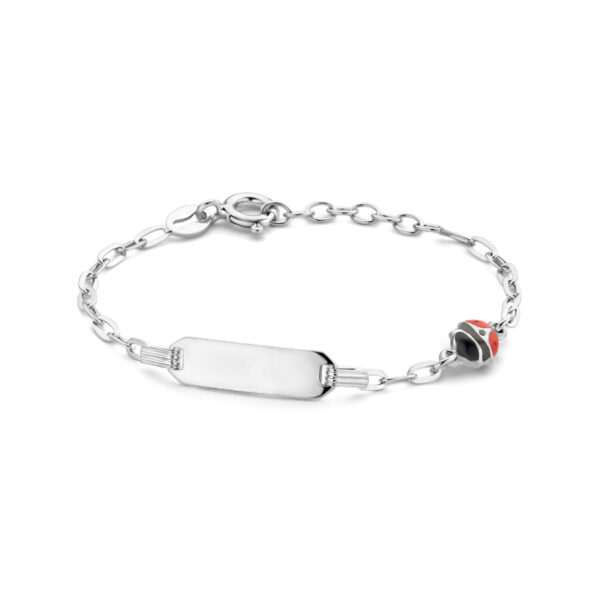 graveerarmband lieveheersbeestje plaat 5,0 mm 11 + 2 cm zilver gerhodineerd