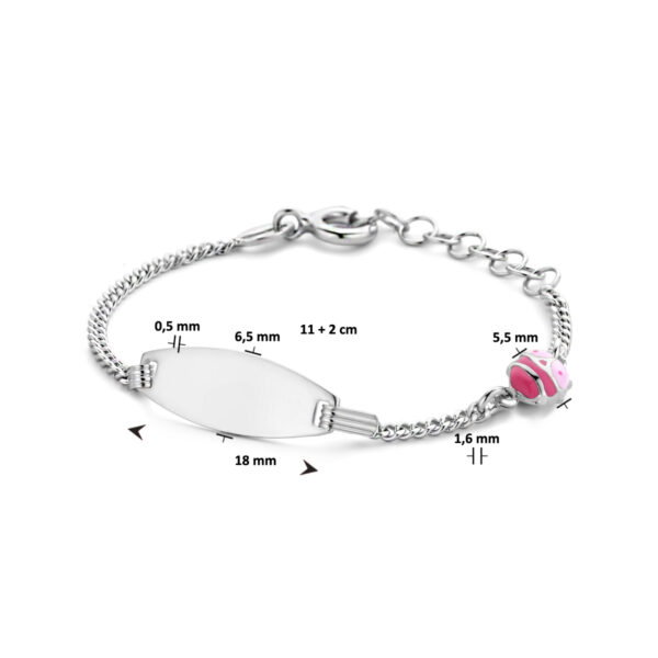 graveerarmband lieveheersbeestje plaat 6,5 mm 11 + 2 cm zilver gerhodineerd - Afbeelding 3
