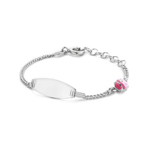 graveerarmband lieveheersbeestje plaat 6,5 mm 11 + 2 cm zilver gerhodineerd