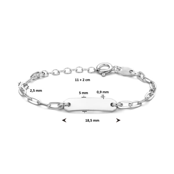 graveerarmband paperclip platte buis plaat 5,0 mm 11 + 2 cm zilver gerhodineerd - Afbeelding 3