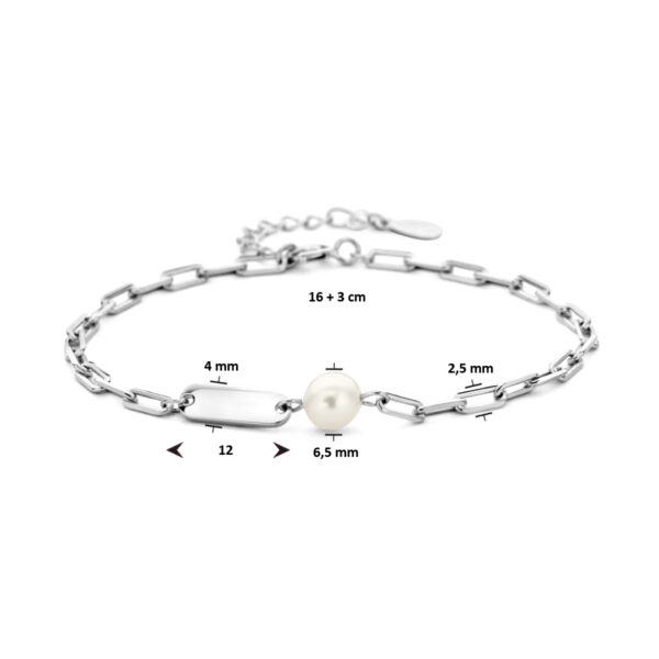 graveerarmband parel plaat 4,0 mm zilver gerhodineerd - Afbeelding 3