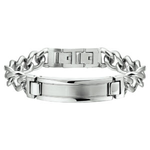graveerarmband poli/mat plaat 12 mm 21,5 + 1,5 cm edelstaal